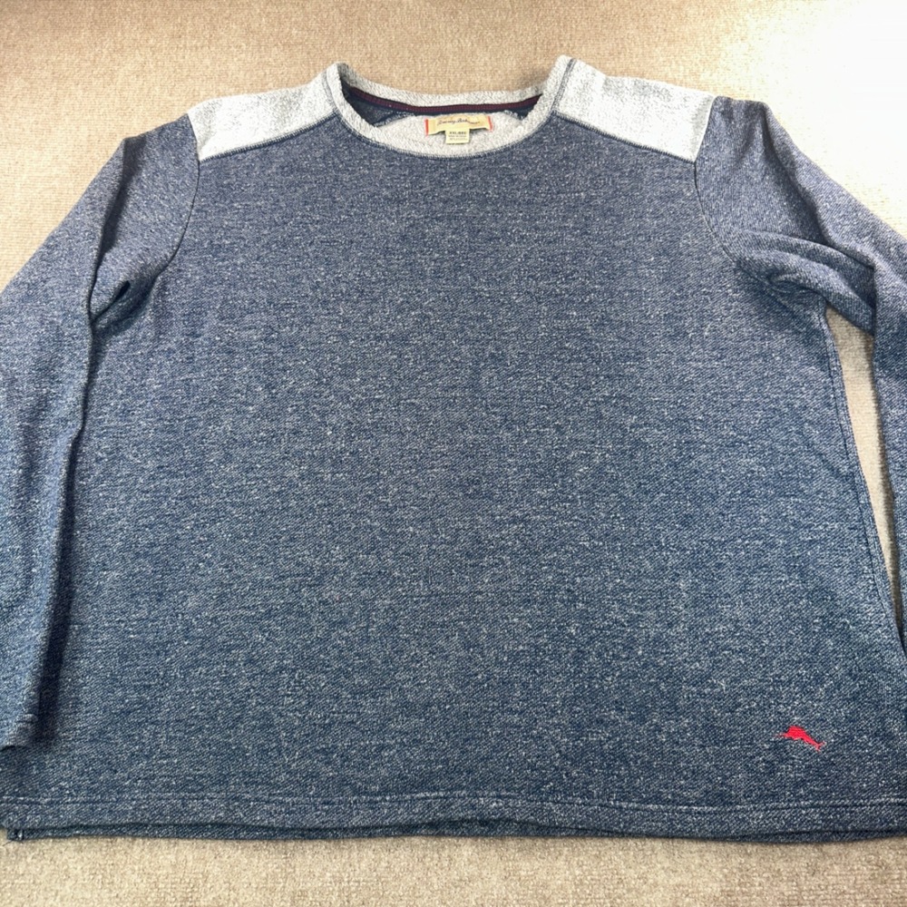 Tommy Bahama Mens XXL Blue Marled Long Sleeve Crew Neck Sweatshirt Pullover